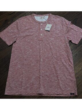 NWT Faherty SS Heather Henley Tee Shirt Faded Red Heather Mens Sz XL $78